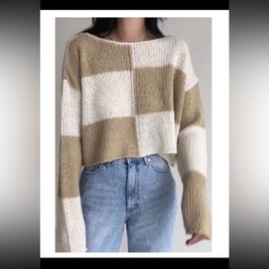Checkered Crop Sweater NEW XL
